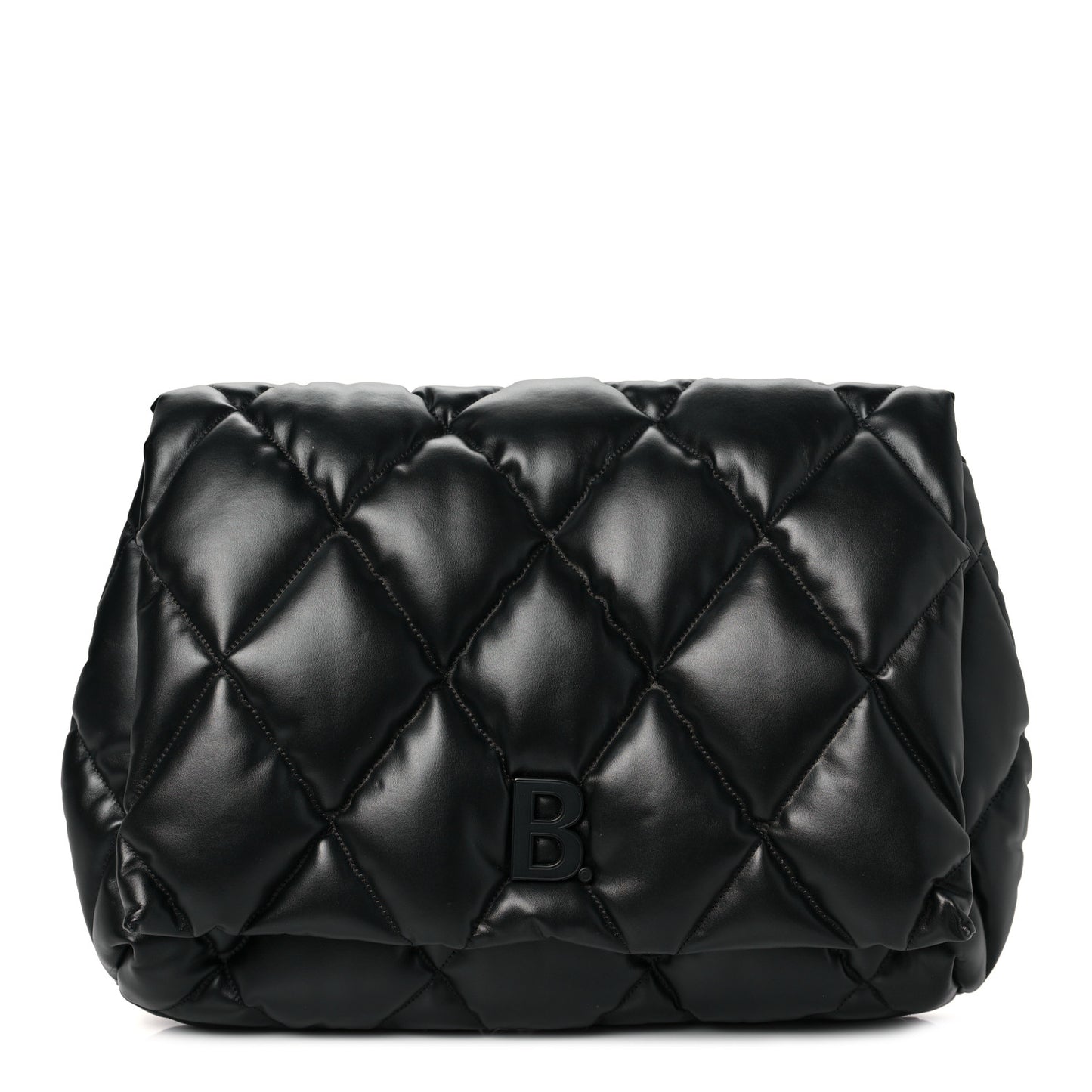 Nappa Calfskin Quilted Touch B Clutch Bag Black