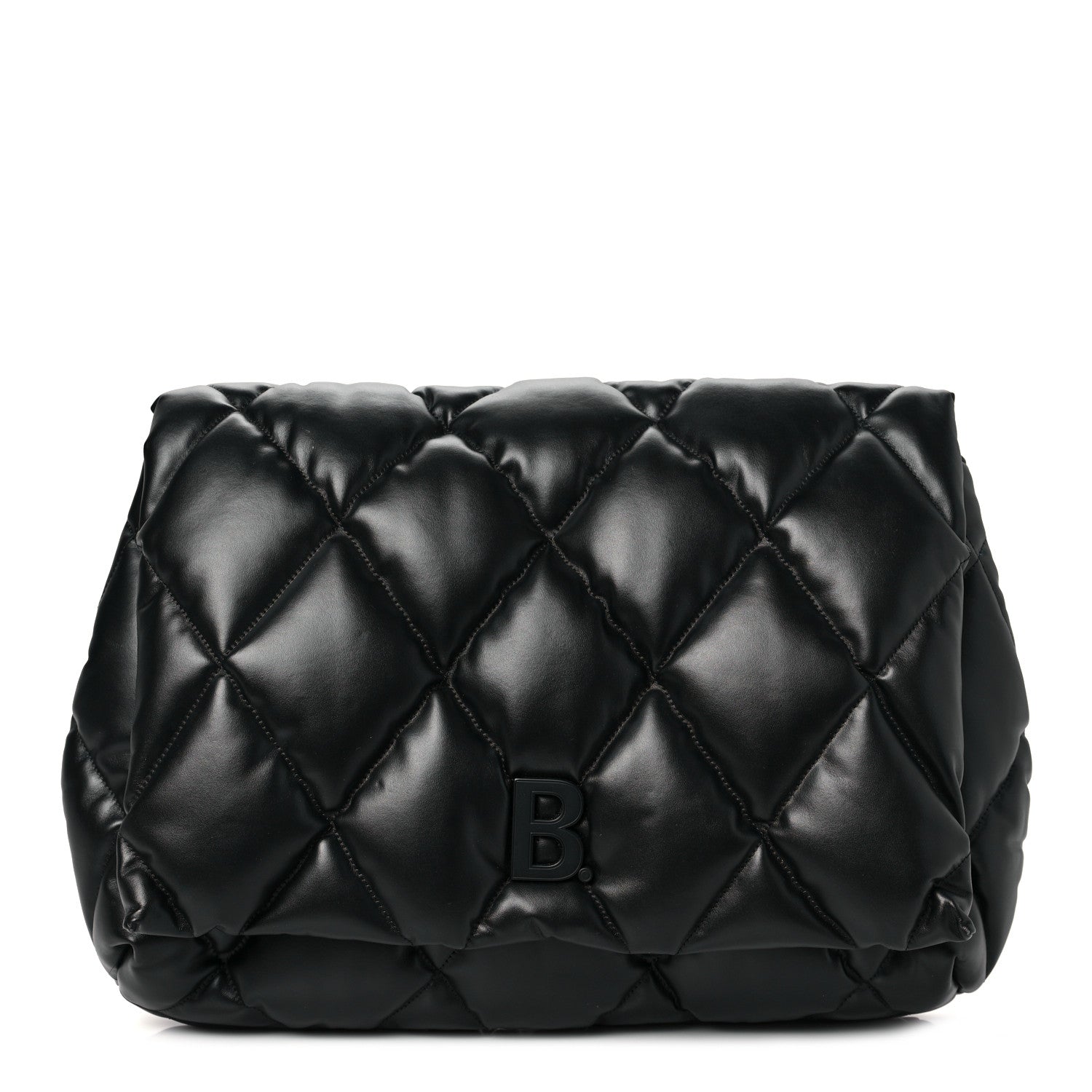 Balenciaga Nappa Calfskin Quilted Touch B Clutch Bag Black 1 of 9