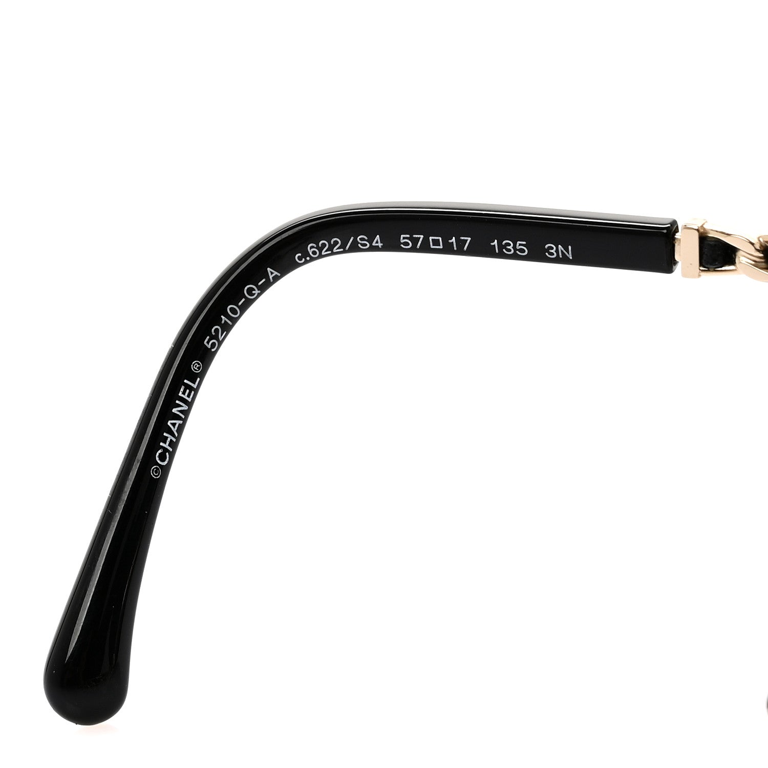 Chanel Acetate Metal Calfskin Square Chain Sunglasses 5210-Q Black