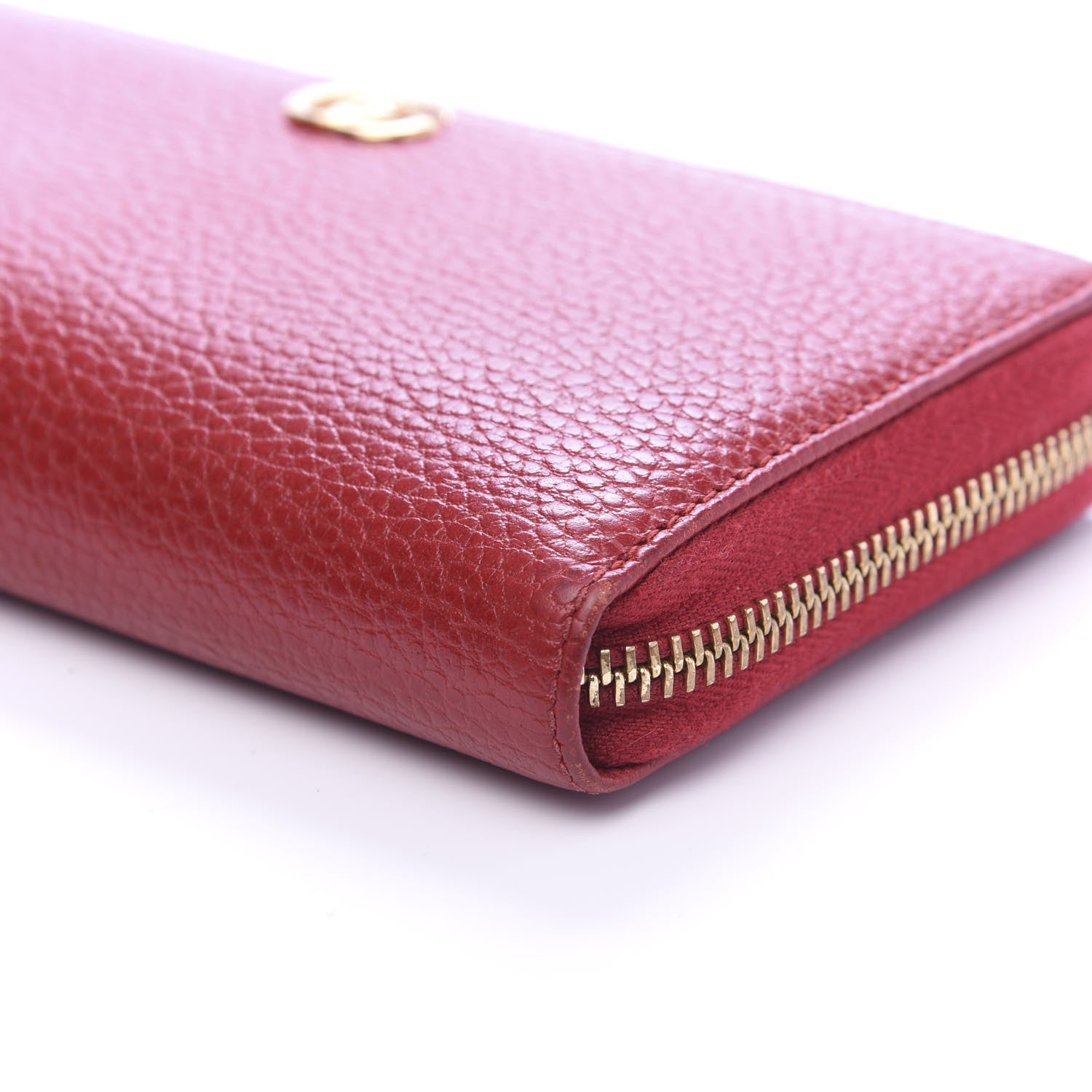 Gucci Dollar Calfskin GG Marmont Zip Around Wallet Hibiscus Red 6 of 12