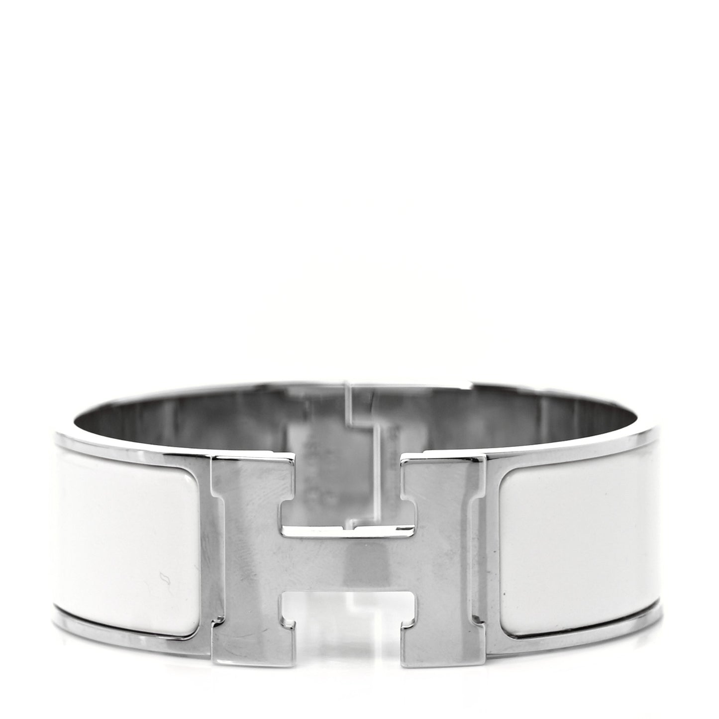 Enamel Wide Clic Clac H Bracelet PM White