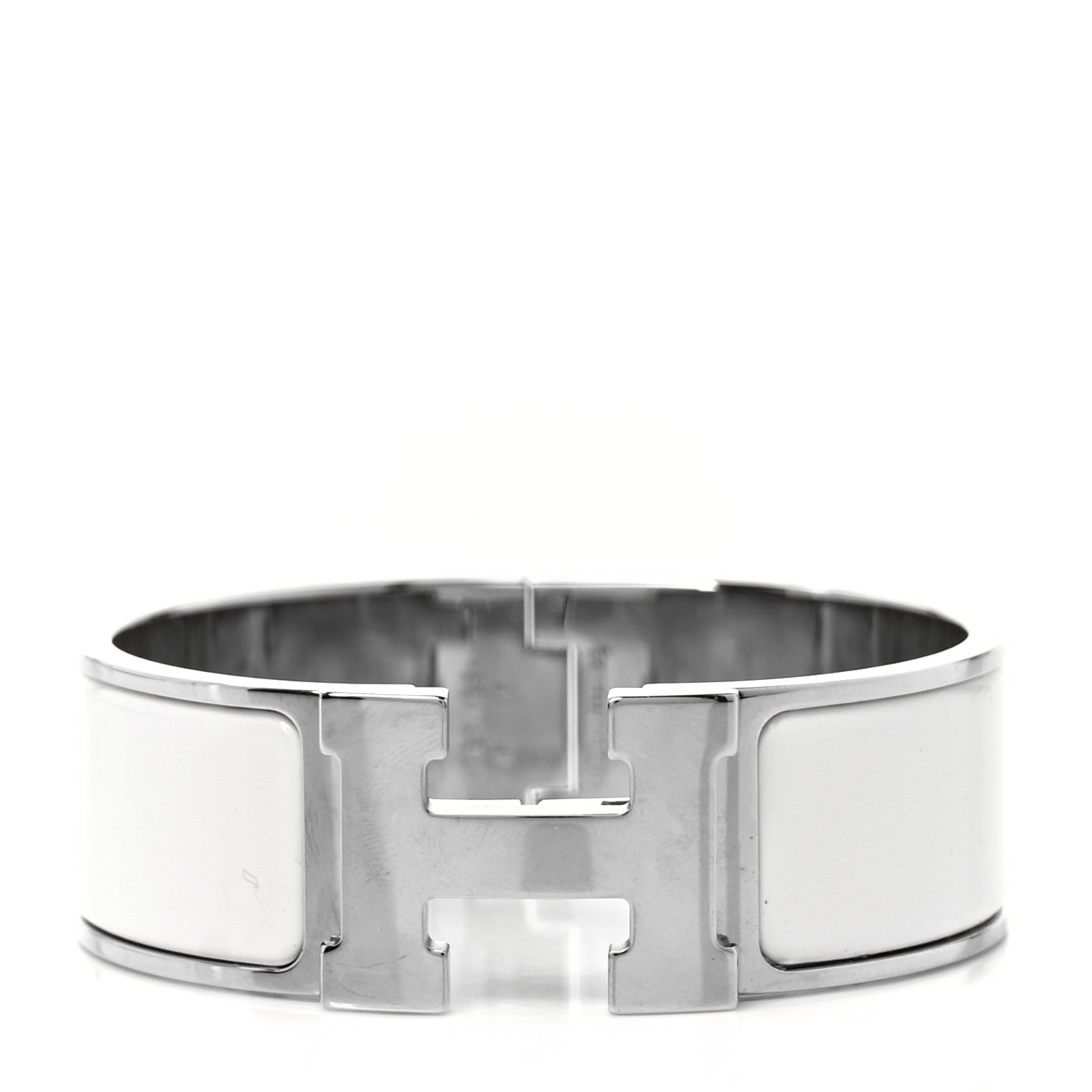 Hermes Enamel Wide Clic Clac H Bracelet PM White 1 of 4