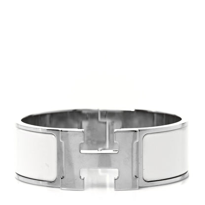 Hermes Enamel Wide Clic Clac H Bracelet PM White 1 of 4