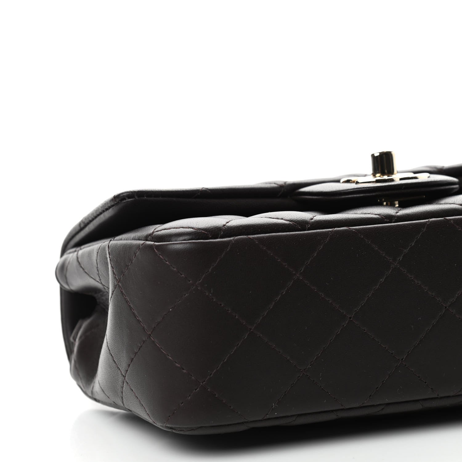 Chanel Lambskin Quilted Mini Rectangular Flap Dark Brown 8 of 10