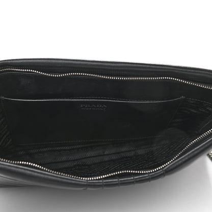 Prada Soft Calfskin Impunture Diagramme Clutch Black 5 of 9
