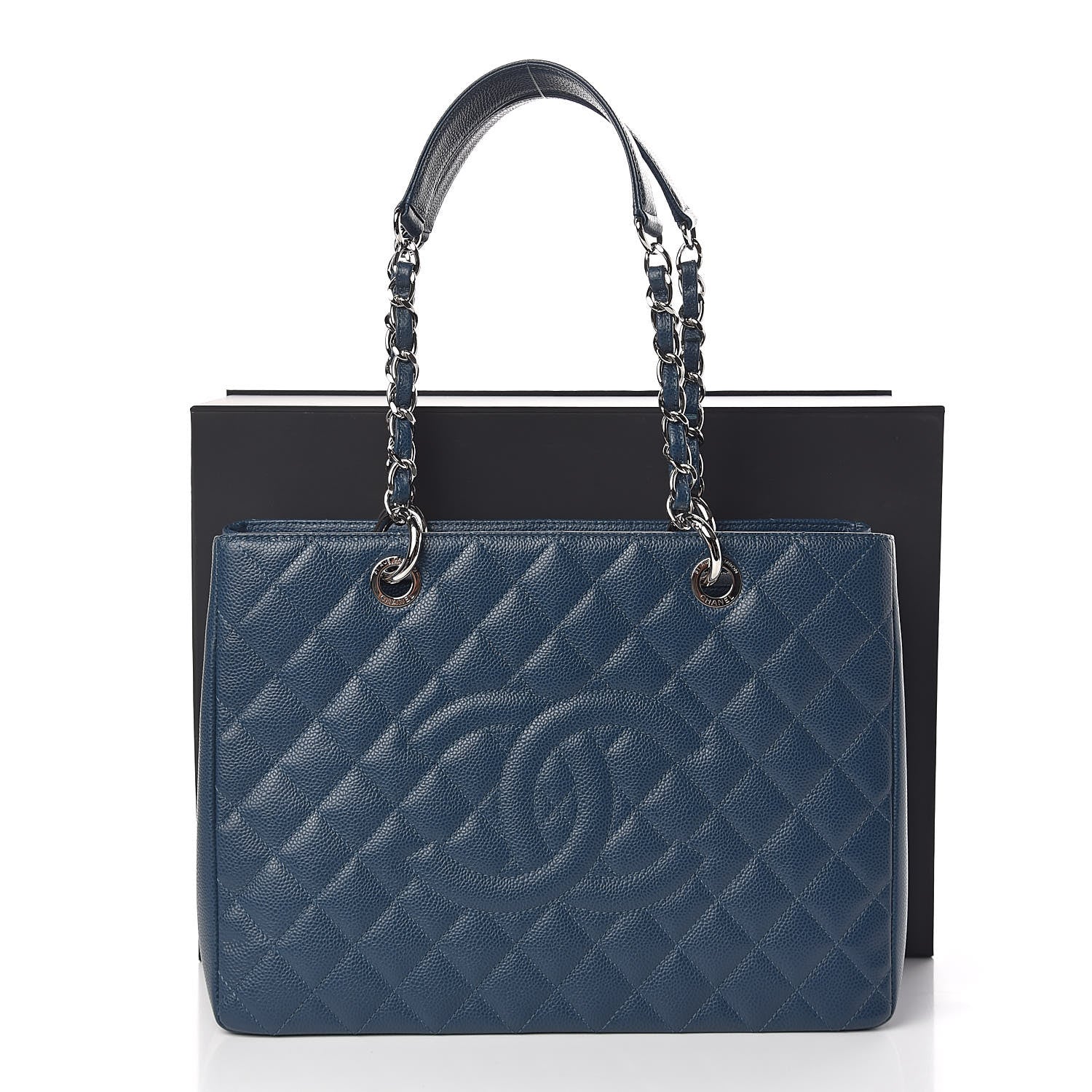Chanel Caviar Quilted Grand Shopping Tote GST Dark Blue 11 of 11