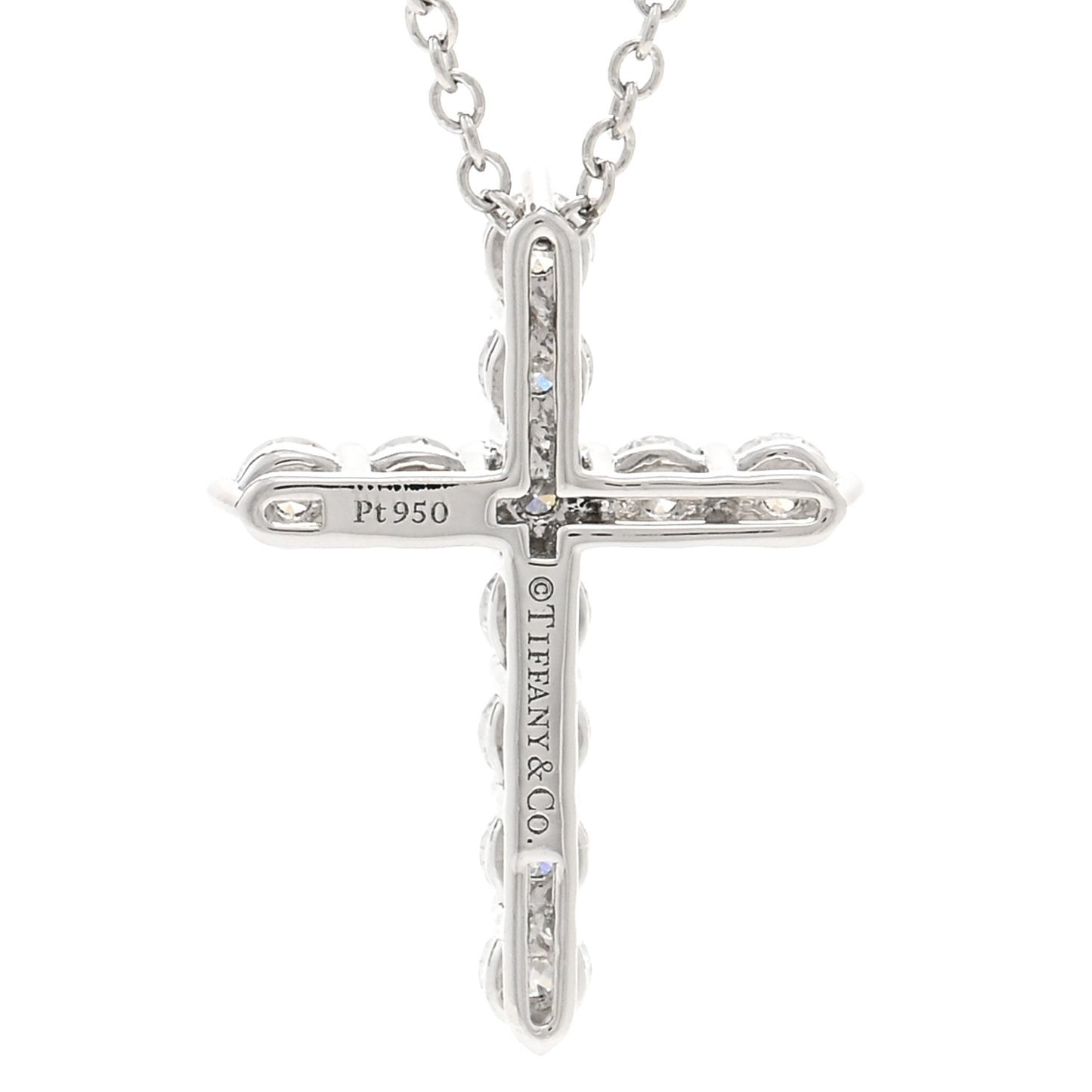Platinum Diamond Small Cross Pendant Necklace