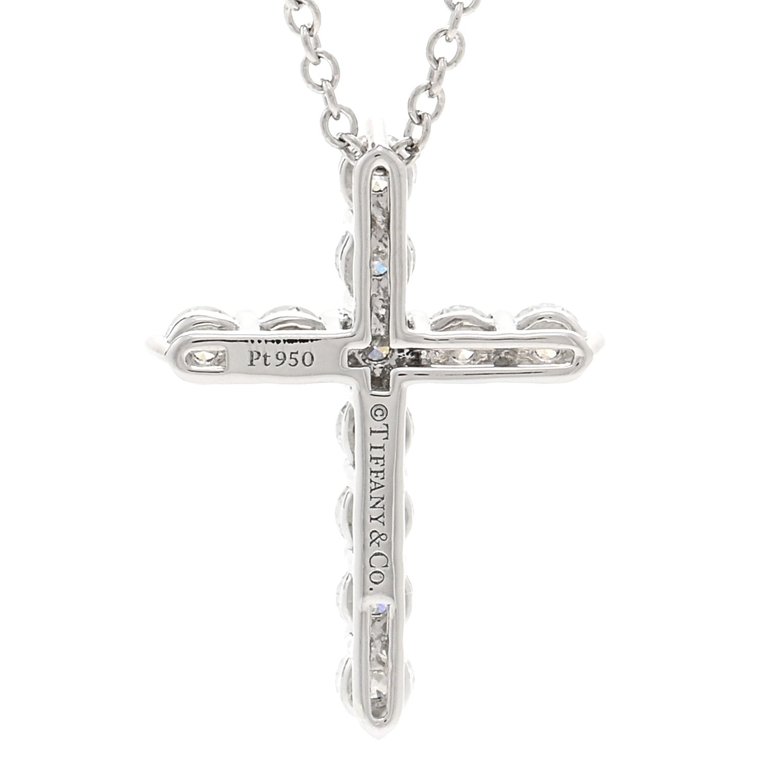 Tiffany Platinum Diamond Small Cross Pendant Necklace 4 of 5