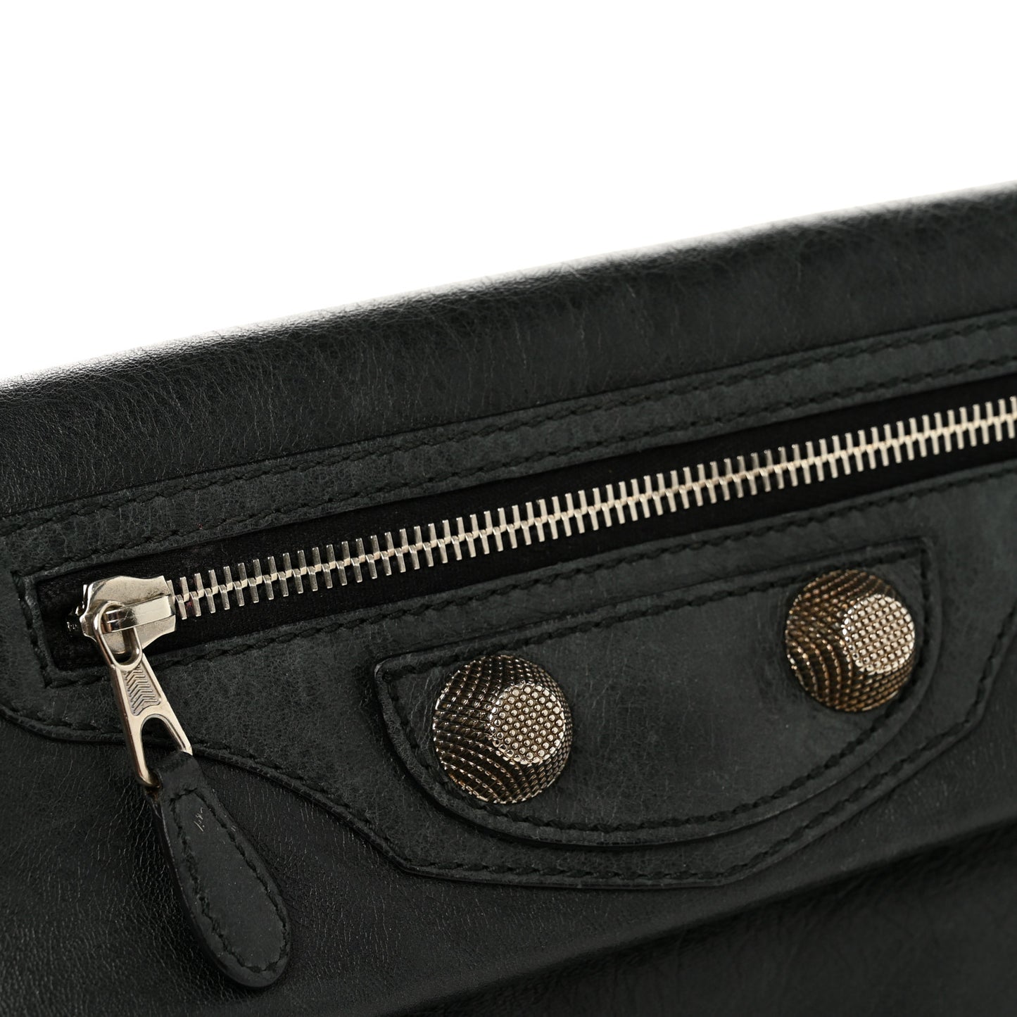 Agneau Giant 21 Silver Hardware Envelope Clutch Black