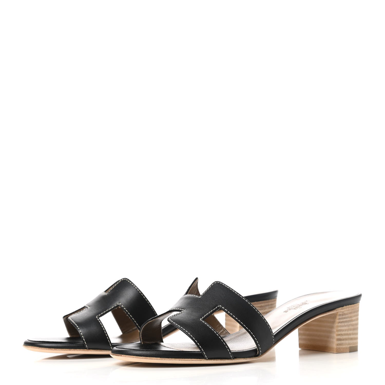 Hermes Calfskin Oasis Sandals 37 Black 3 of 8