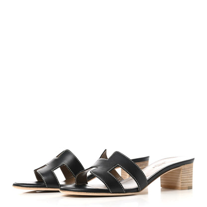 Hermes Calfskin Oasis Sandals 37 Black 3 of 8
