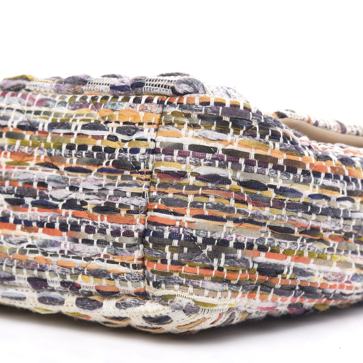 Chanel Tweed Quilted Cuba Single Flap Ecru Orange Lilac 9 of 10