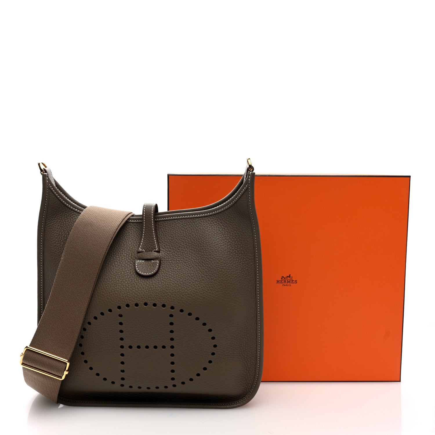 Hermes Taurillon Clemence EVELYNE III PM Etoupe 11 of 11