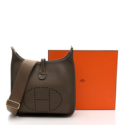 Hermes Taurillon Clemence EVELYNE III PM Etoupe 11 of 11