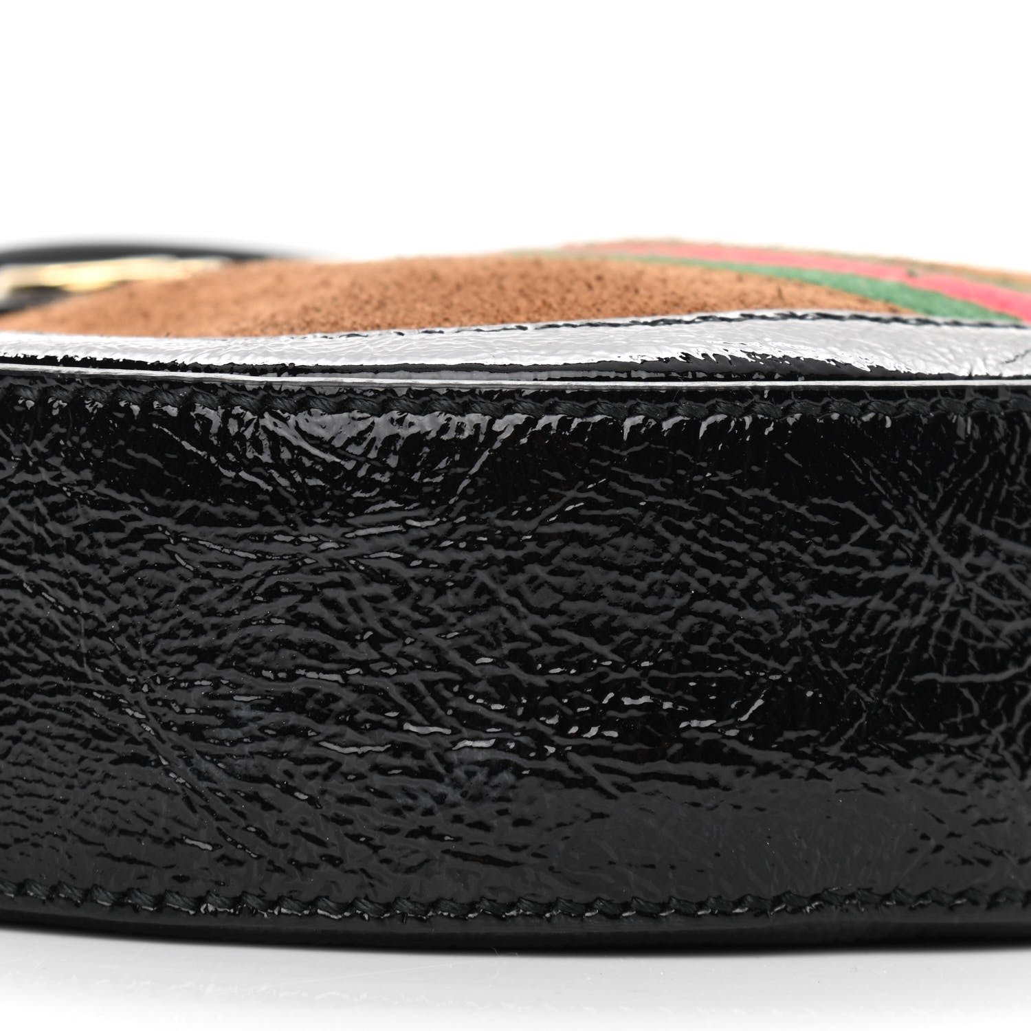 Gucci Suede Patent Web Mini Ophidia Round Shoulder Bag Nocciola Black 8 of 9
