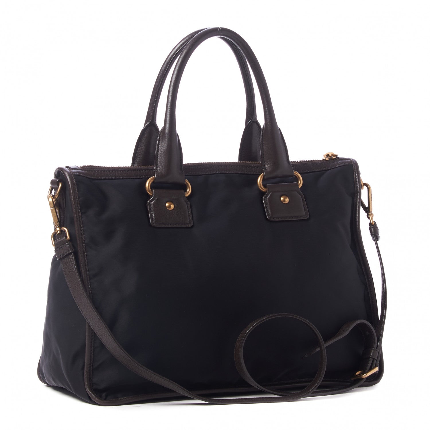 Prada Tessuto Nylon Double Zip Logo Tote Black 2 of 7