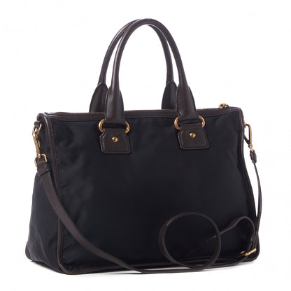 Prada Tessuto Nylon Double Zip Logo Tote Black 2 of 7