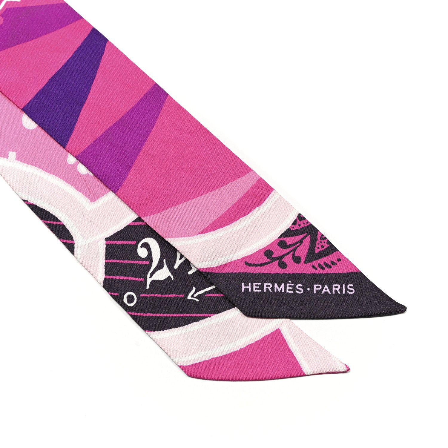 Hermes Silk Jeu de Soie Uniforme Twilly Rose Vif Black Rose 2 of 5