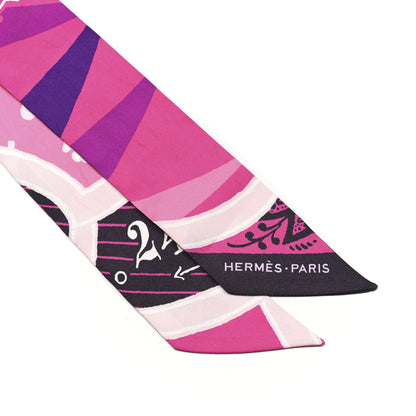 Hermes Silk Jeu de Soie Uniforme Twilly Rose Vif Black Rose 2 of 5