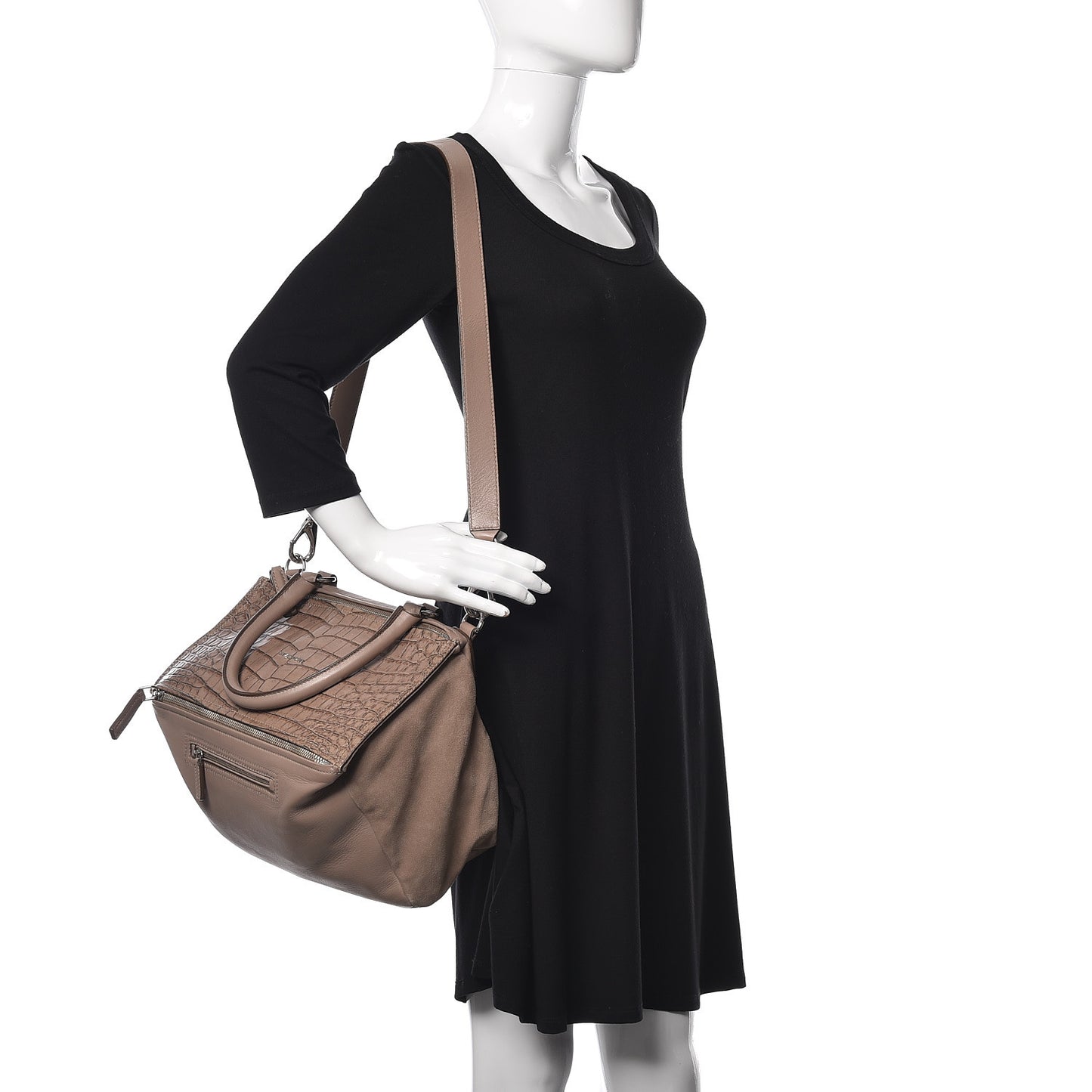 Calfskin Crocodile Embossed Medium Pandora Taupe
