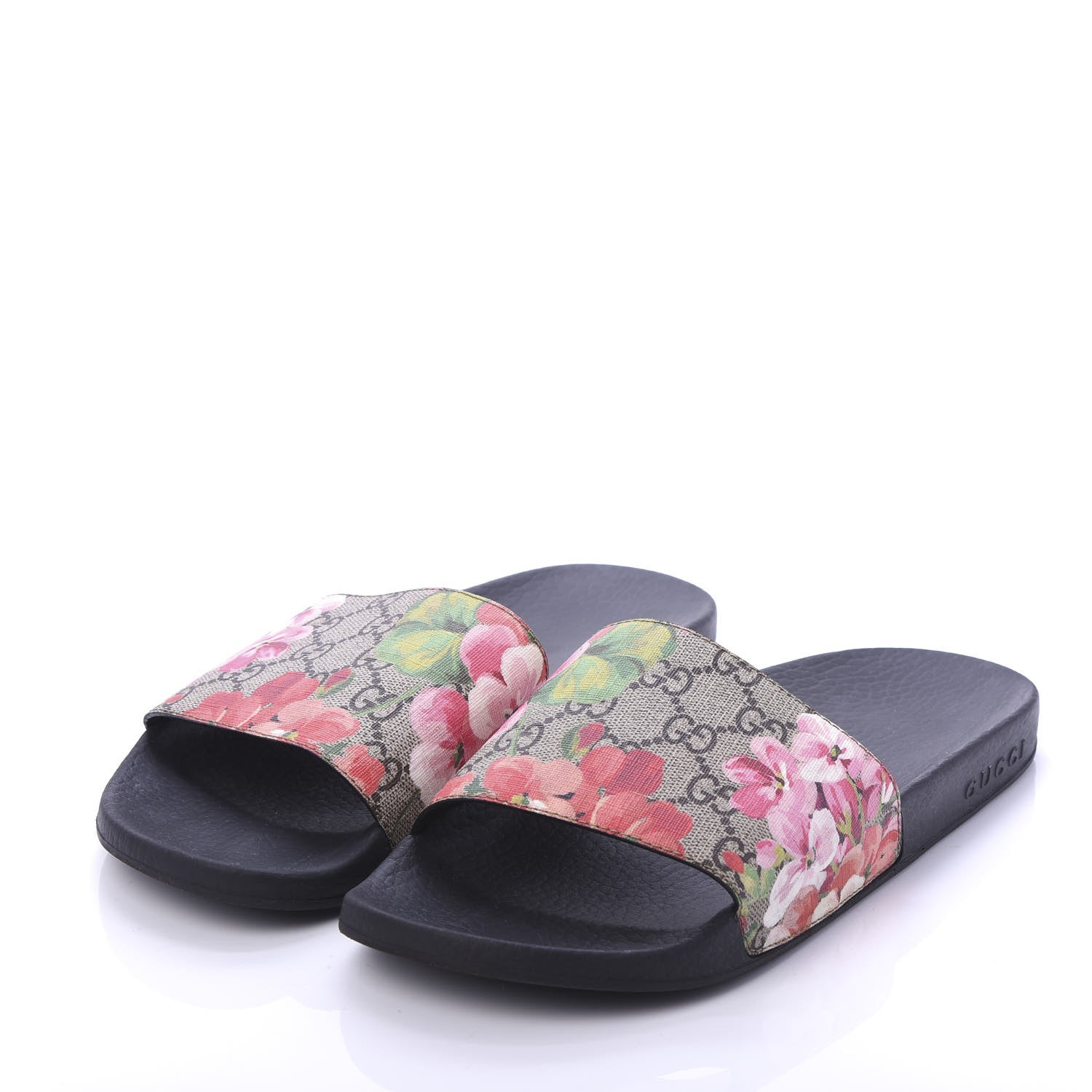 Gucci GG Supreme Monogram Blooms Slide Sandals 39 Beige Multicolor 3 of 9