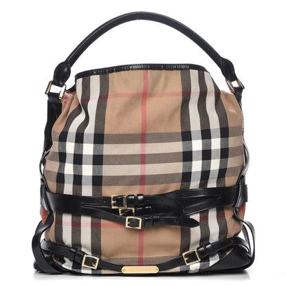 Burberry House Check Bridle Calfskin Medium Gosford Hobo Black 1 of 10