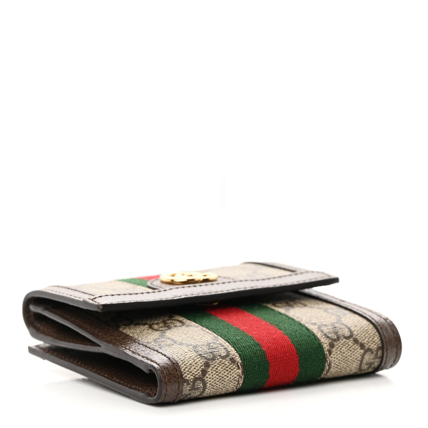 GG Supreme Monogram Web Ophidia French Flap Wallet Beige New Acero