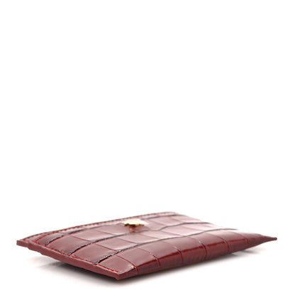 Chanel Calfskin Crocodile Embossed Crococo Card Holder Burgundy 4 of 9