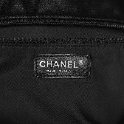 Chanel Coated Canvas Quilted Large Paris Biarritz Tote Black 7 of 19