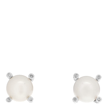 David Yurman Sterling Silver Diamond Pearl 10mm Cable Stud Earrings 1 of 4