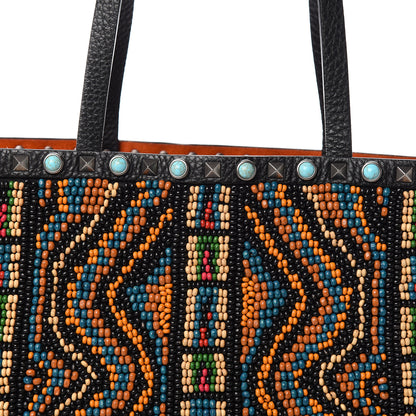 Valentino Garavani Grained Calfskin Beaded Medium Rockstud Rolling Crossbody Tote Black Multicolor 9 of 9