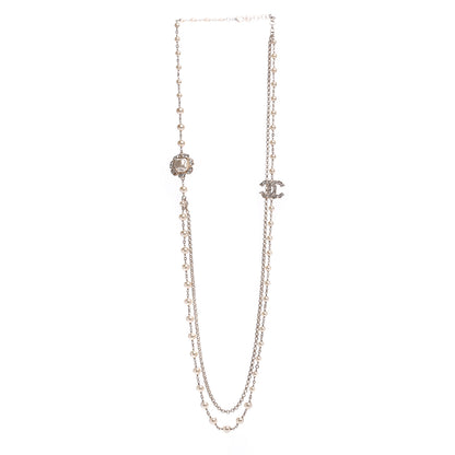 Chanel Pearl Crystal Camellia Express Multistrand Necklace Gold 3 of 5
