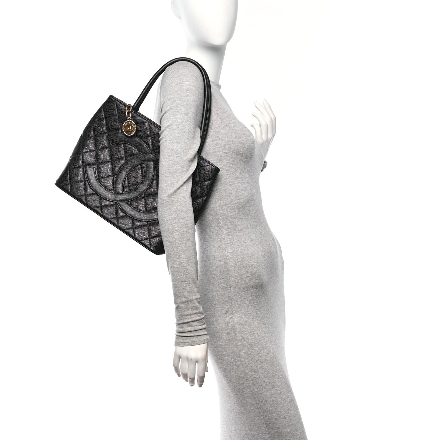 Caviar Quilted Medallion Tote Black