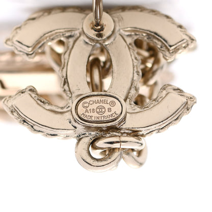 Chanel Medallion CC Drop Earrings Light Gold 4 of 4