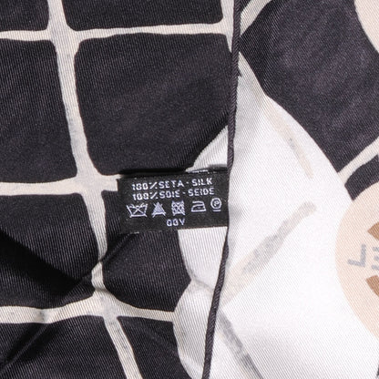 Chanel Silk CC Logo Camellia Scarf White Black 5 of 5