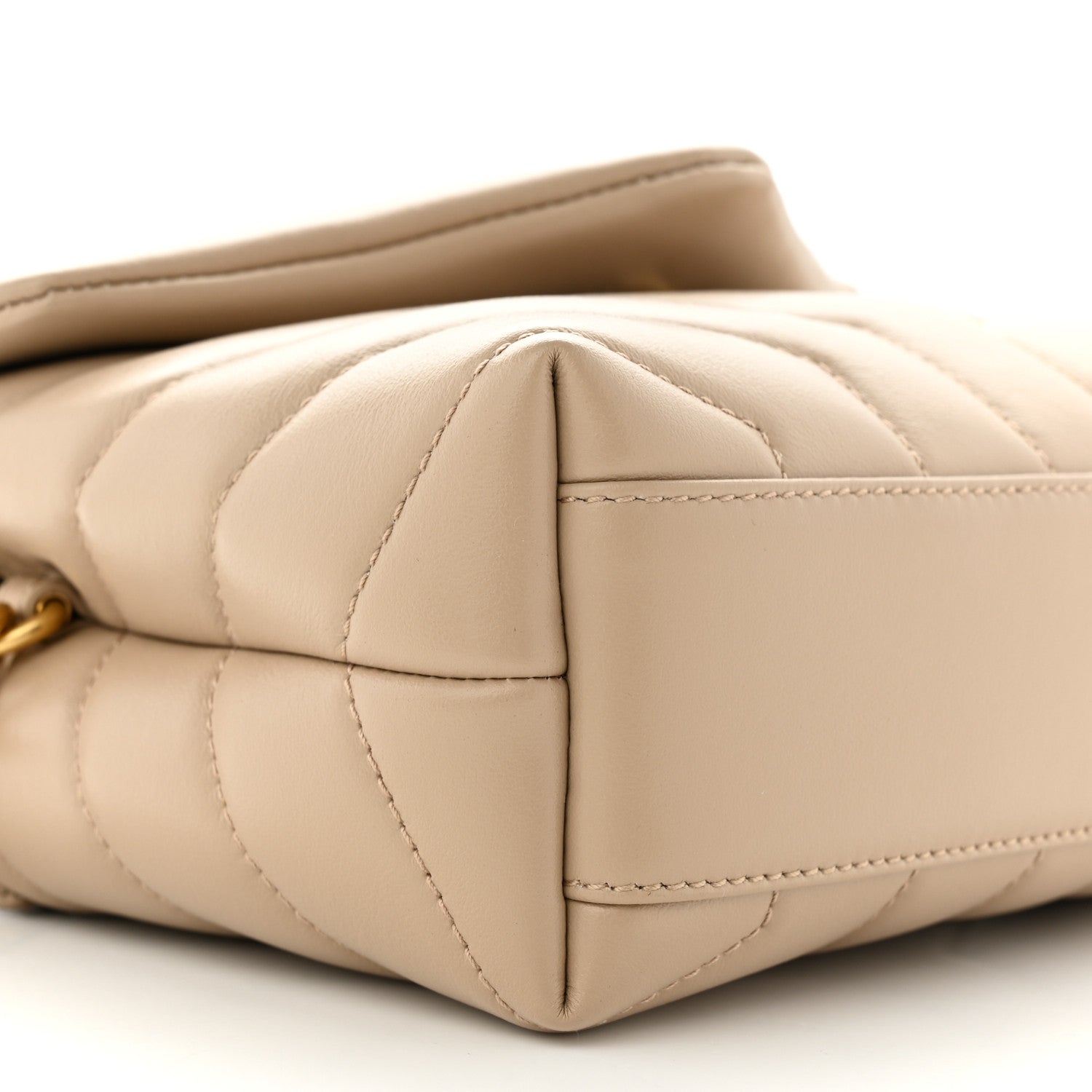 Saint Laurent Calfskin Y Quilted Monogram Toy Loulou Crossbody Bag Dark Beige 9 of 11