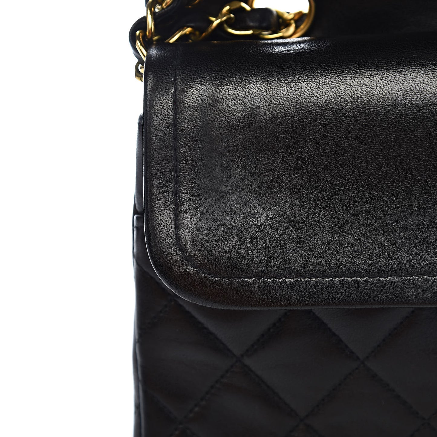 Lambskin Quilted Medium Double Flap Black