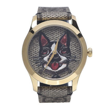 Gucci Stainless Steel Canvas 38mm G-Timeless GG Supreme Bosco Quartz Watch Brown 1 of 7
