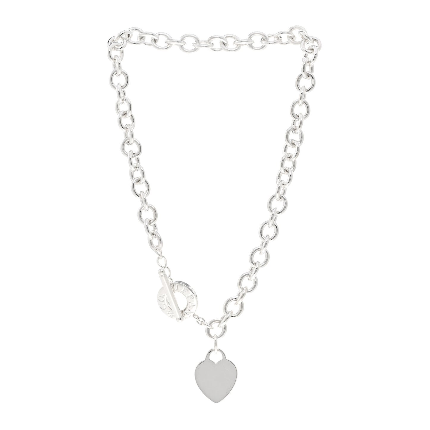 Sterling Silver Heart Tag Toggle Necklace