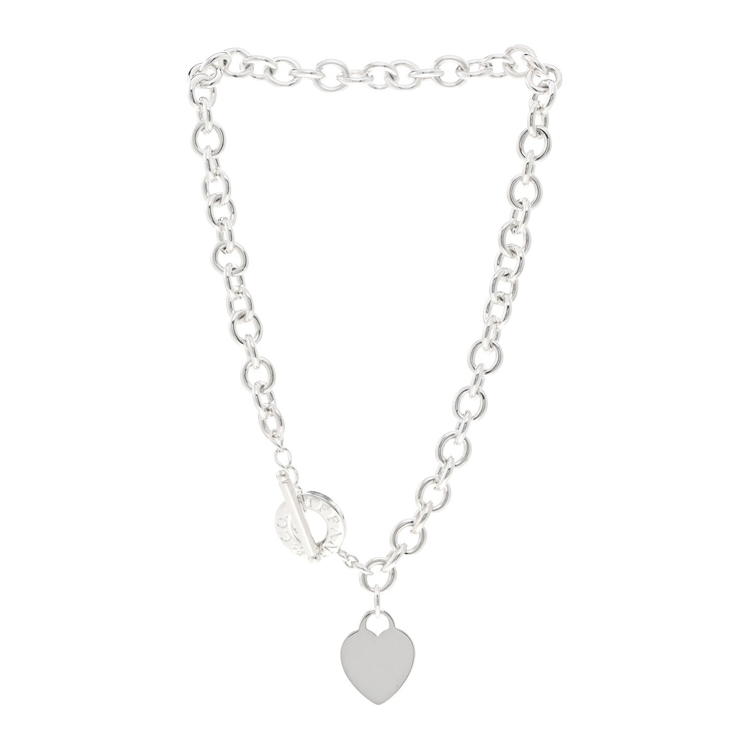 Tiffany Sterling Silver Heart Tag Toggle Necklace 3 of 5