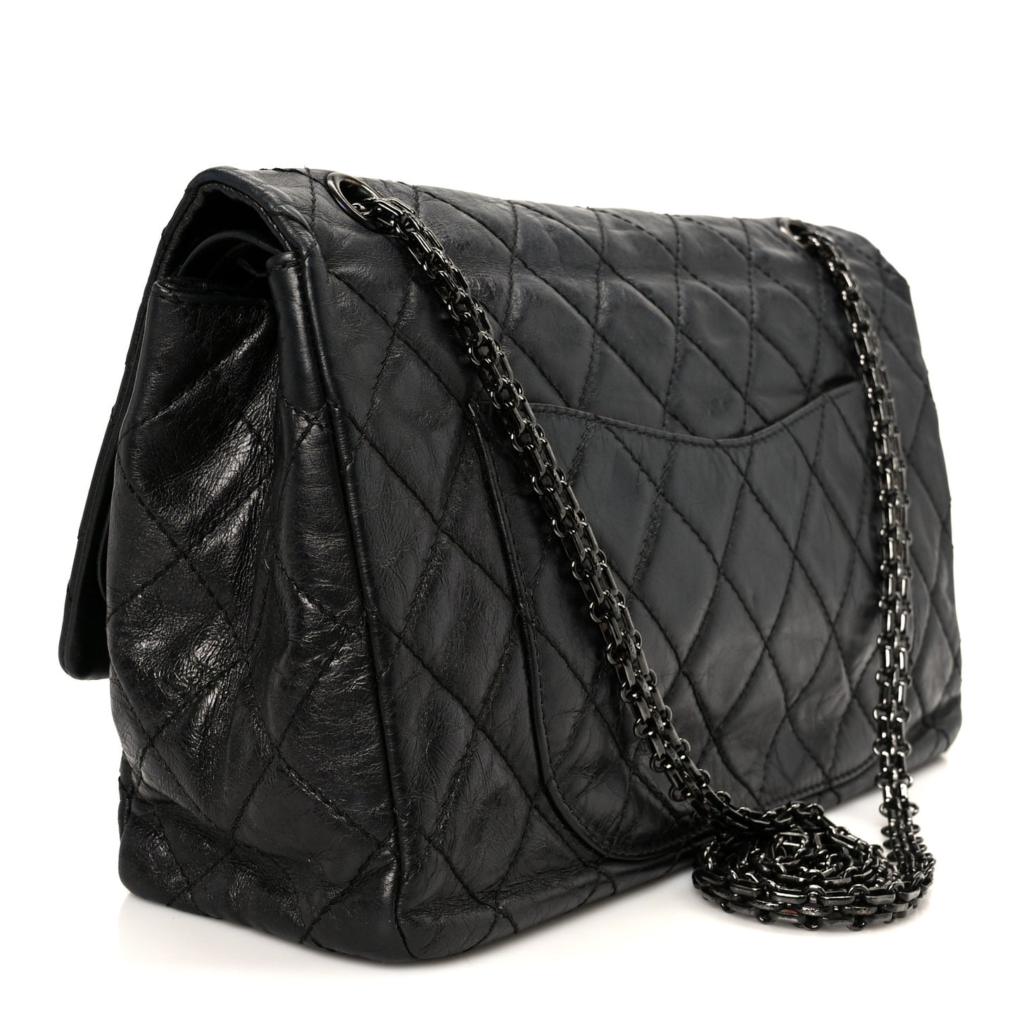 Metallic Aged Calfskin Quilted 2.55 Reissue 226 Flap So Black