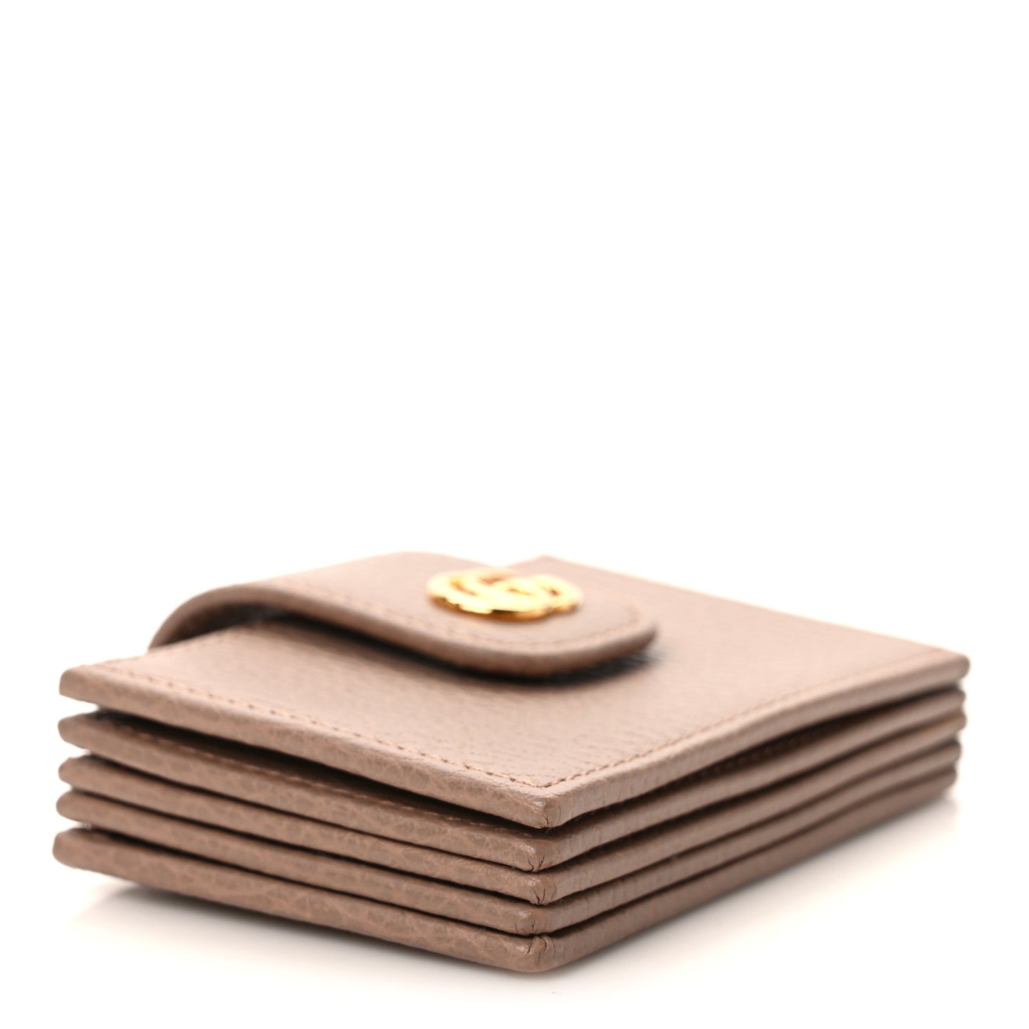 Dollar Calfskin GG Marmont Card Case Porcelain Rose