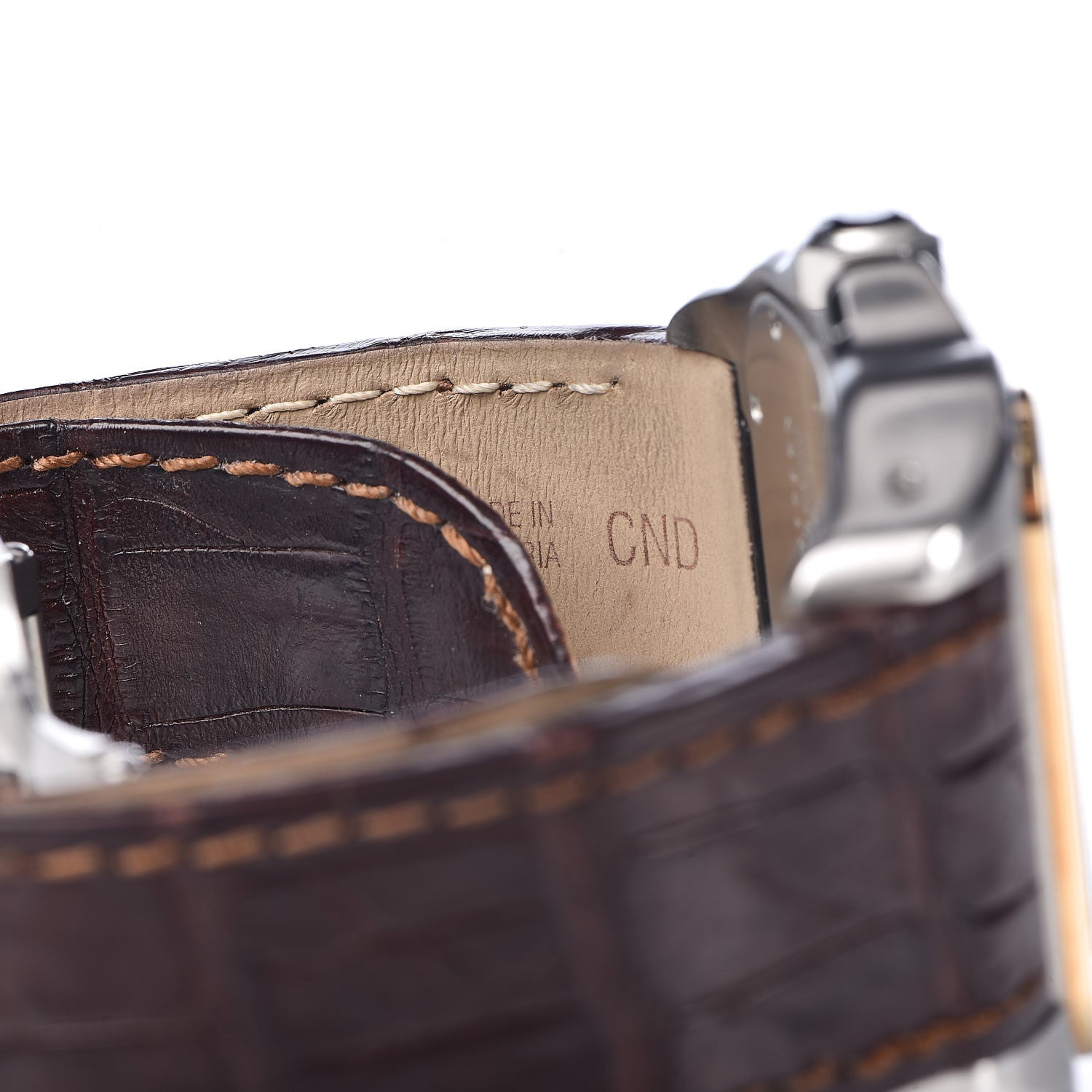 Cartier Stainless Steel 18K Yellow Gold Alligator 38mm Santos 100 Automatic Watch Brown 7 of 8