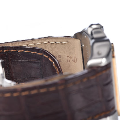 Cartier Stainless Steel 18K Yellow Gold Alligator 38mm Santos 100 Automatic Watch Brown 7 of 8