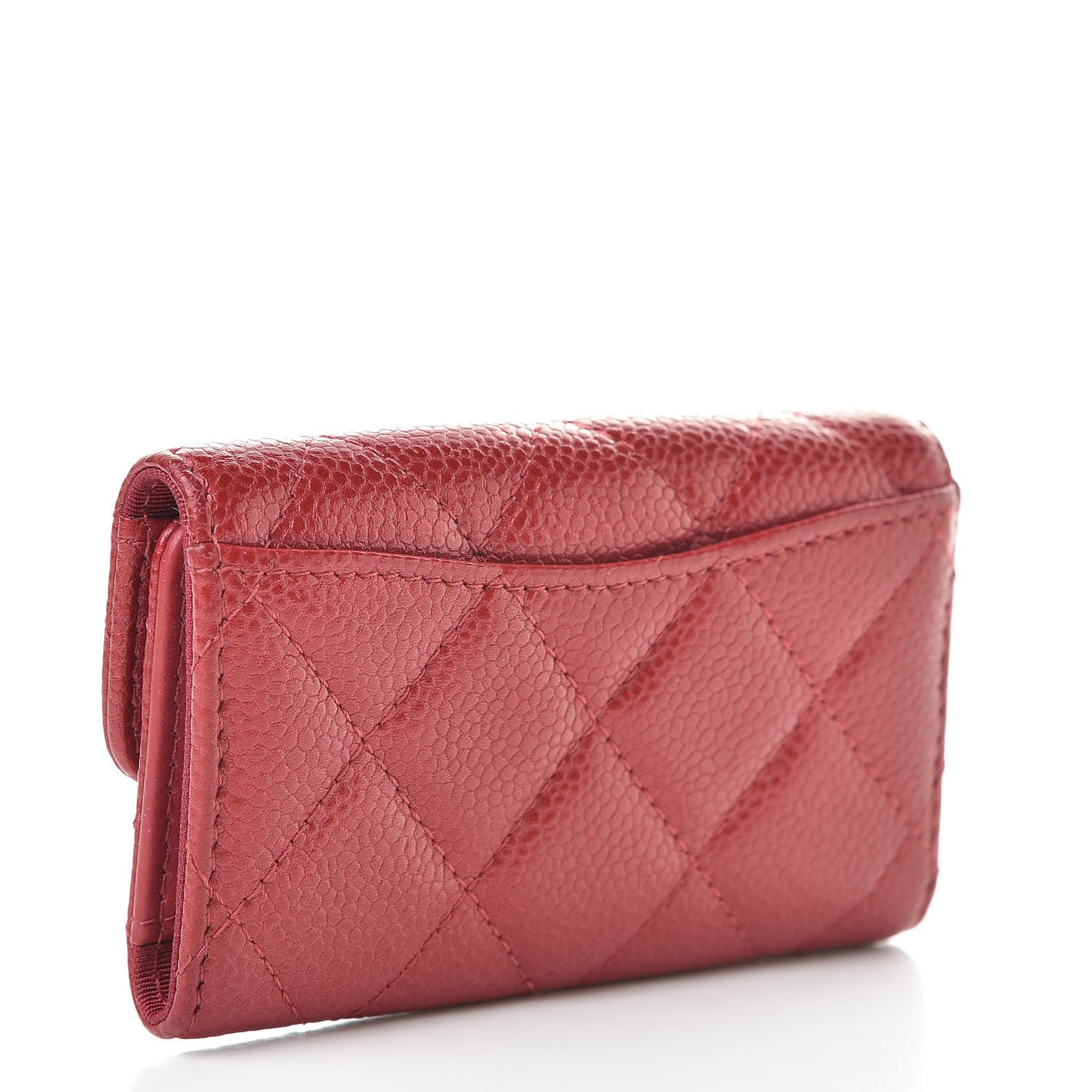 Metallic Caviar Quilted 6 Key Holder Dark Pink