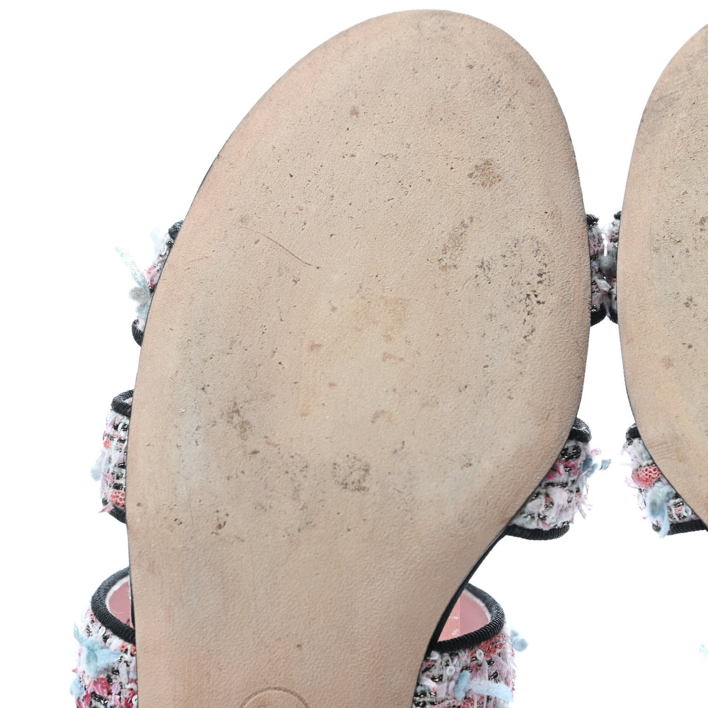 Tweed Grosgrain Sandals 39.5 Black Blue Pink