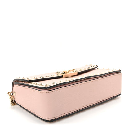 Valentino Garavani Pebbled Calfskin Rockstud Flip Lock Chain Crossbody Bag Poudre 4 of 11