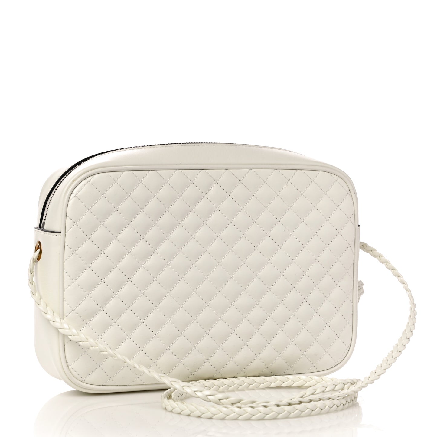 Calfskin Web Trapuntata Small Shoulder Bag Off White