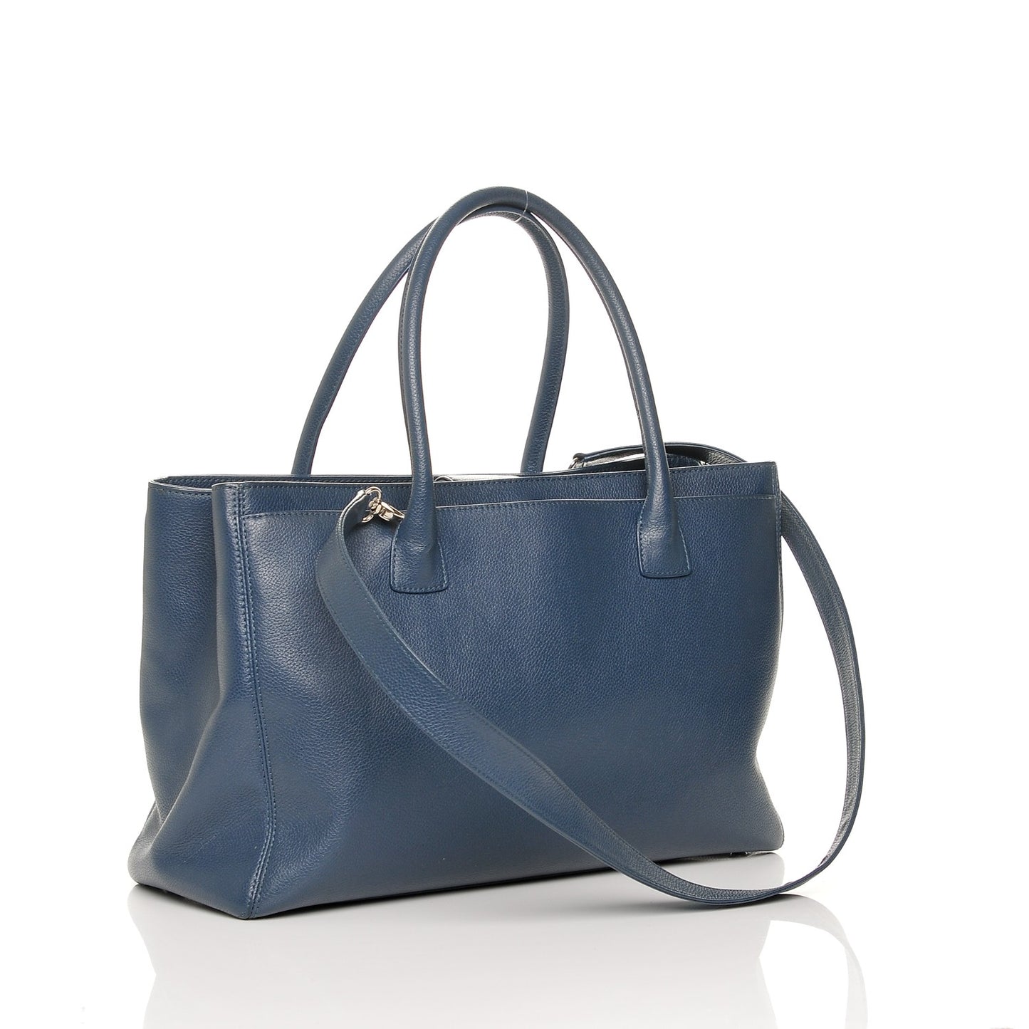 Calfskin Cerf Executive Shopper Tote Blue