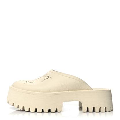 Gucci Rubber GG Monogram Perforated Elea Platform 55mm Lug Sole Sandals 40 Mystic White 1 of 12